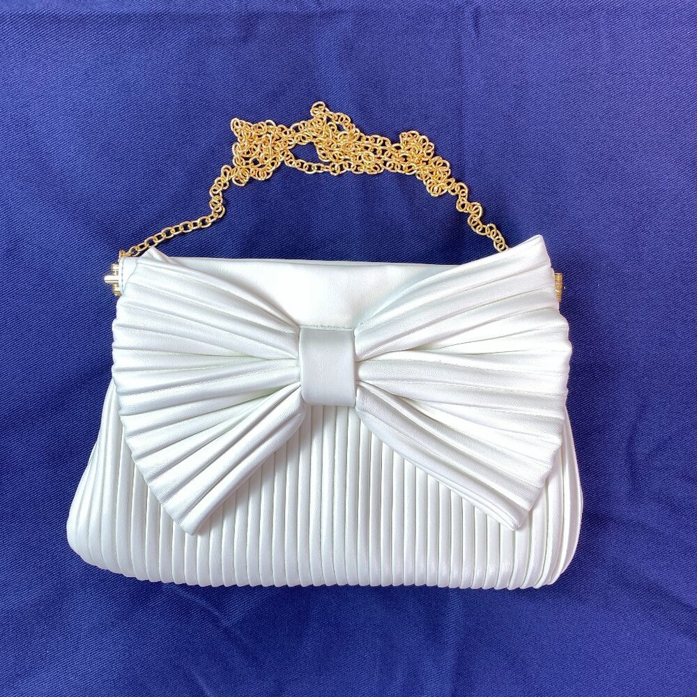 Jill 🤍 Jessica McClintock Vivienne White Bow Clutch | Bridal Prom NWT